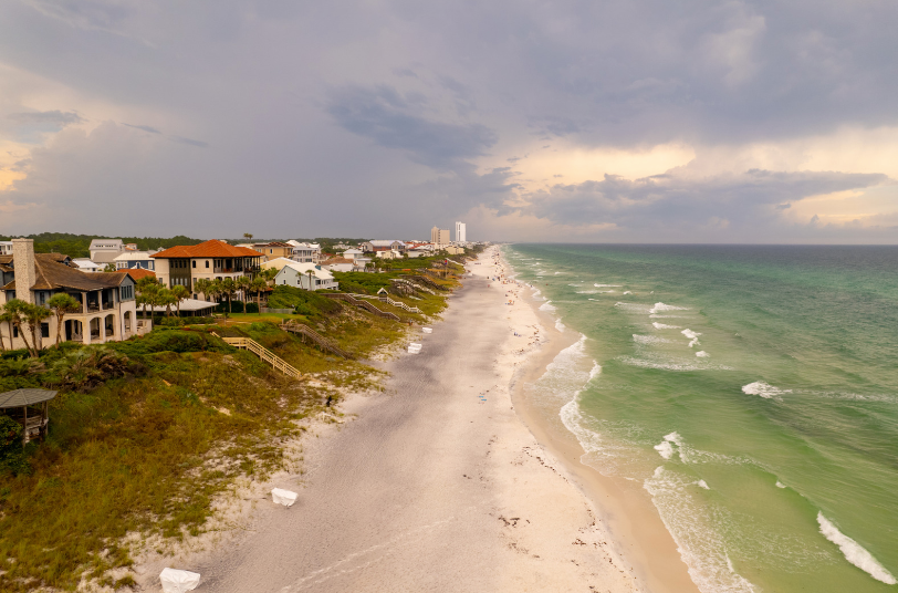 Beachfront houses on the Gulf of Mexico aerial